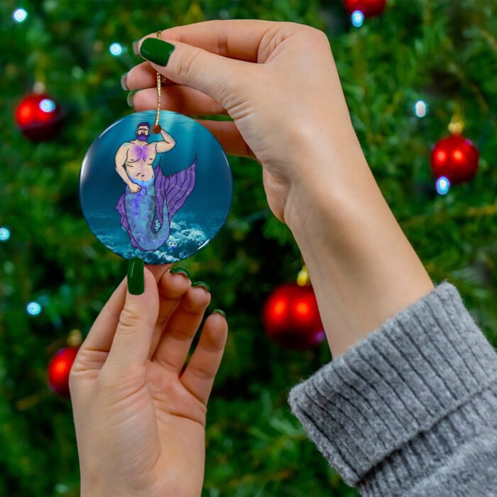 Ceramic Ornament - MerCub Purple Merman - Image 3