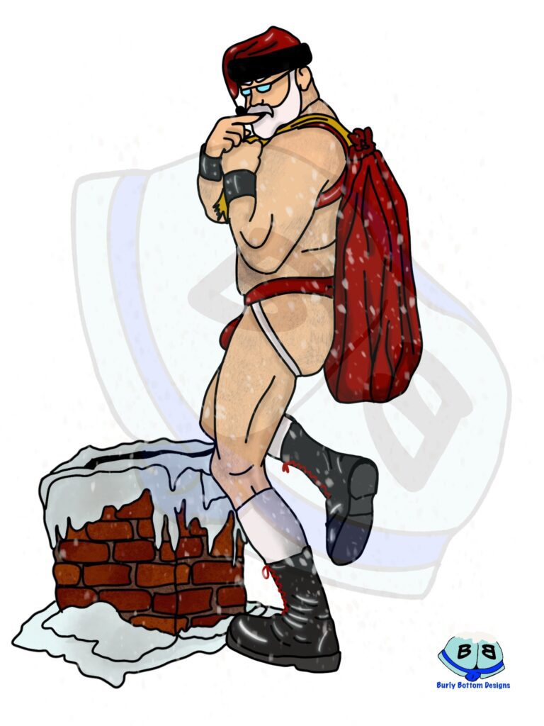 Describing subject of a drawing: What has he got for you this year?  Whatever he has in his sack