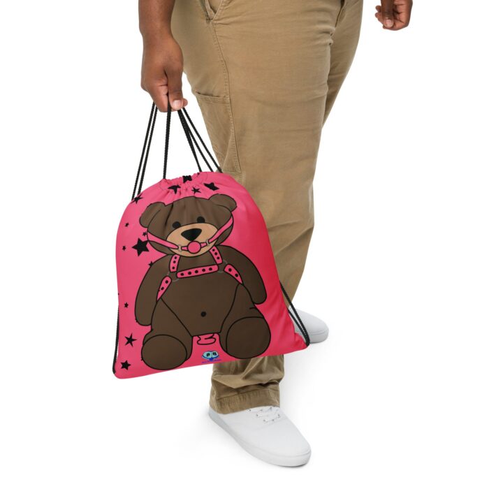 Drawstring bag - 2 Sided Print - Bondage Teddy Bear with Butt Plug
