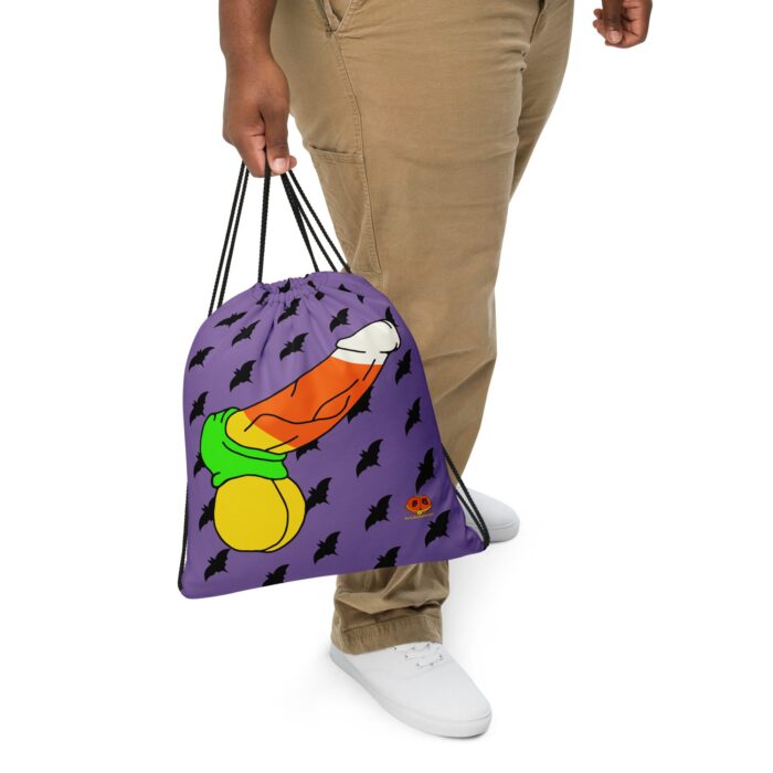 Drawstring bag - 2 Sided Print - Candy Corn Cock, Holiday Cock and Balls, Halloween