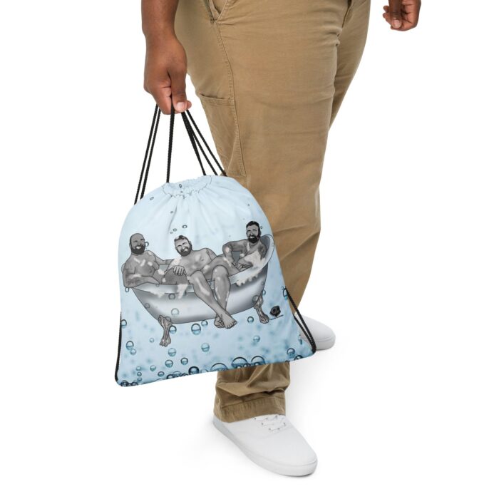 Drawstring bag - 2 Sided Print - Three Bears In A Tub