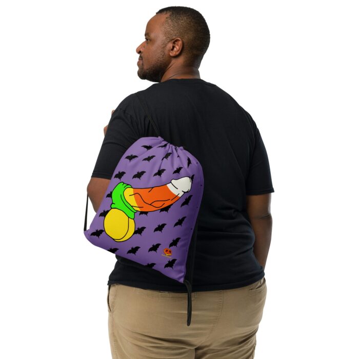 Drawstring bag - 2 Sided Print - Candy Corn Cock, Holiday Cock and Balls, Halloween - Image 2