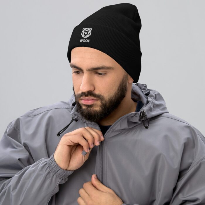 Cuffed Beanie - Geometric Bear Woof