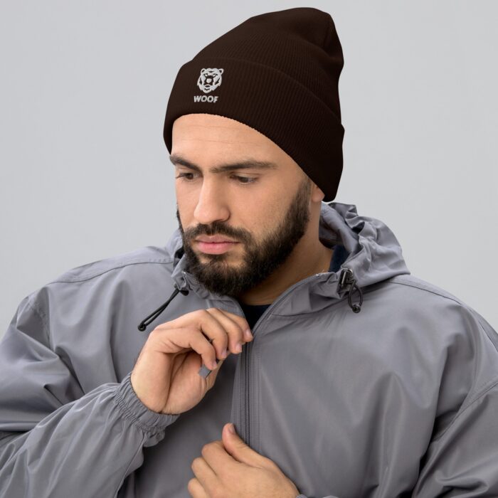 Cuffed Beanie - Geometric Bear Woof - Image 2