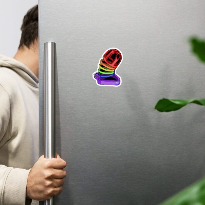 Novelty Magnet - Rainbow Chastity Cage