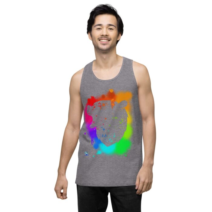 Men’s premium tank top - Bear Paint Rainbow - Image 42