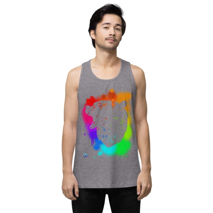 Men’s premium tank top - Bear Paint Rainbow - Image 41
