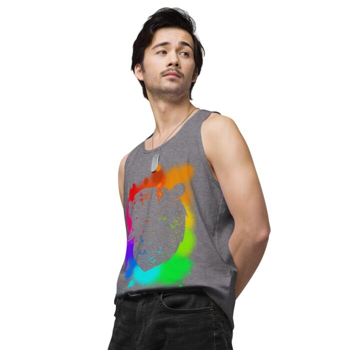Men’s premium tank top - Bear Paint Rainbow - Image 44