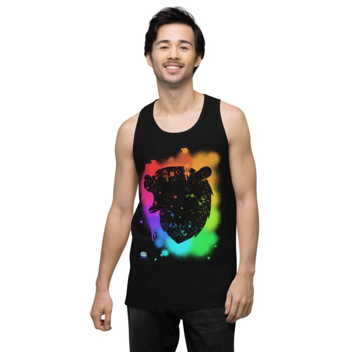 Men’s premium tank top - Bear Paint Rainbow - Image 3