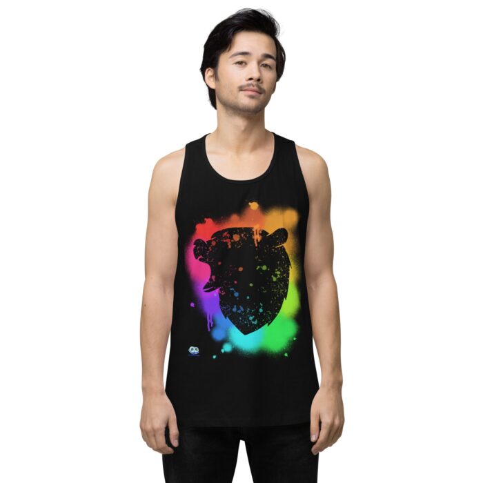 Men’s premium tank top - Bear Paint Rainbow - Image 2