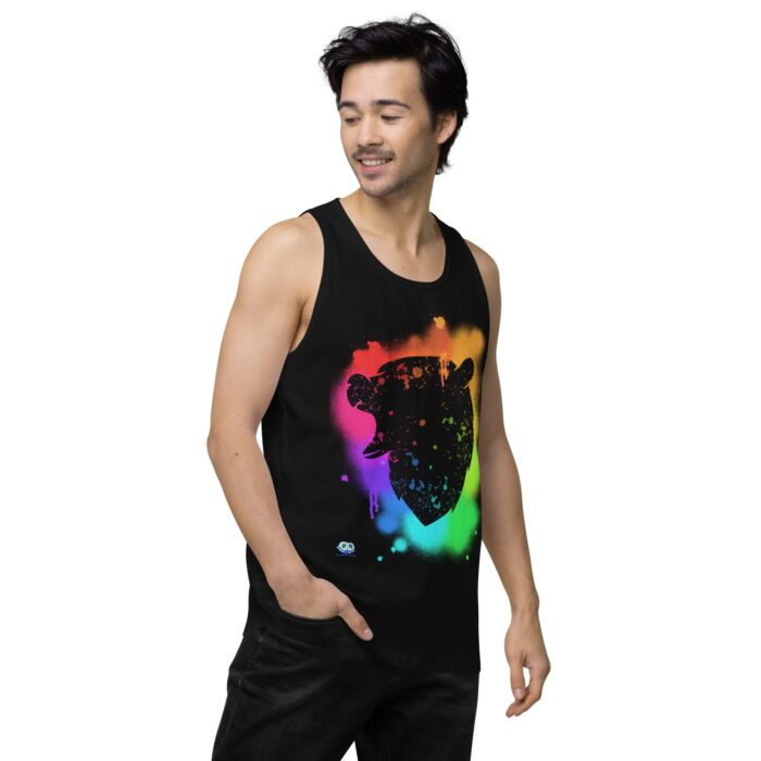 Men’s premium tank top - Bear Paint Rainbow - Image 4