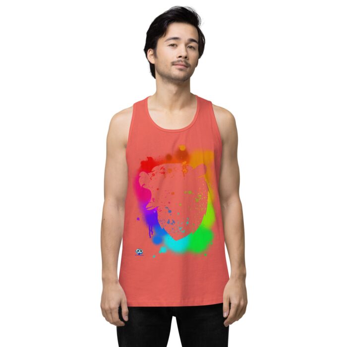Men’s premium tank top - Bear Paint Rainbow - Image 36