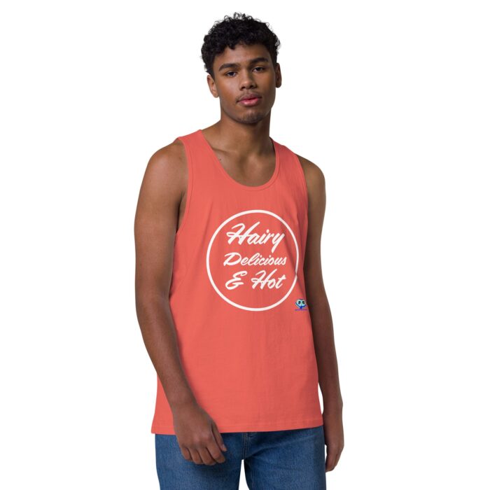 Men’s premium tank top - Hairy, Delicious, and Hot - Image 30