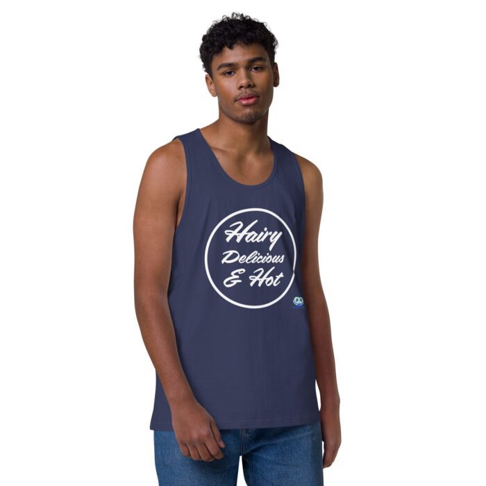 Men’s premium tank top - Hairy, Delicious, and Hot - Image 22