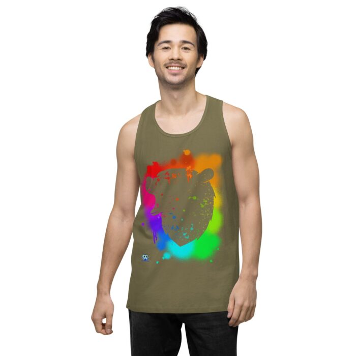 Men’s premium tank top - Bear Paint Rainbow - Image 32