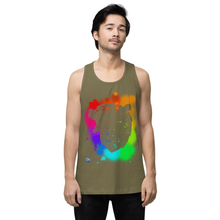 Men’s premium tank top - Bear Paint Rainbow - Image 31