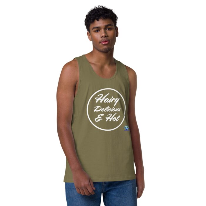 Men’s premium tank top - Hairy, Delicious, and Hot - Image 26