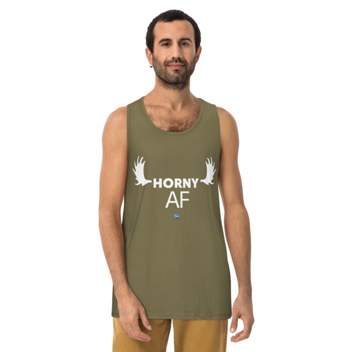 Men’s premium tank top - Horny AF - Image 14