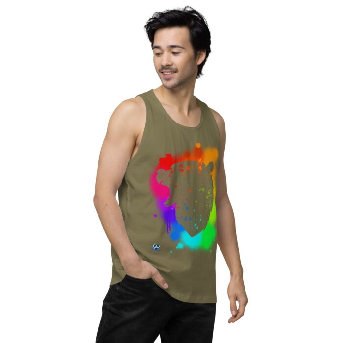 Men’s premium tank top - Bear Paint Rainbow - Image 33