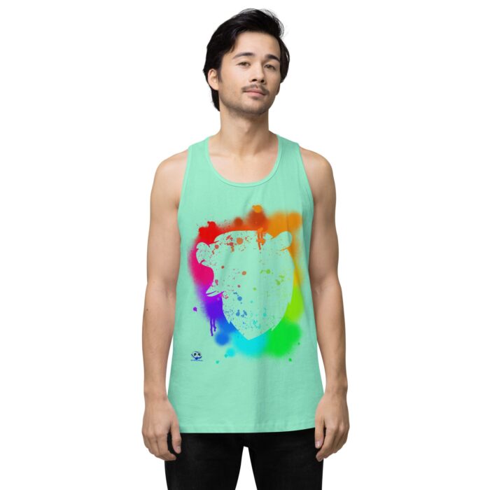 Men’s premium tank top - Bear Paint Rainbow - Image 56