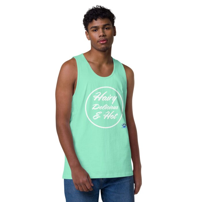 Men’s premium tank top - Hairy, Delicious, and Hot - Image 45