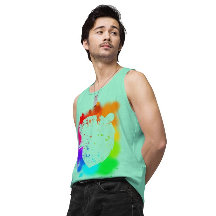 Men’s premium tank top - Bear Paint Rainbow - Image 59