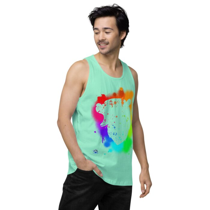 Men’s premium tank top - Bear Paint Rainbow - Image 58