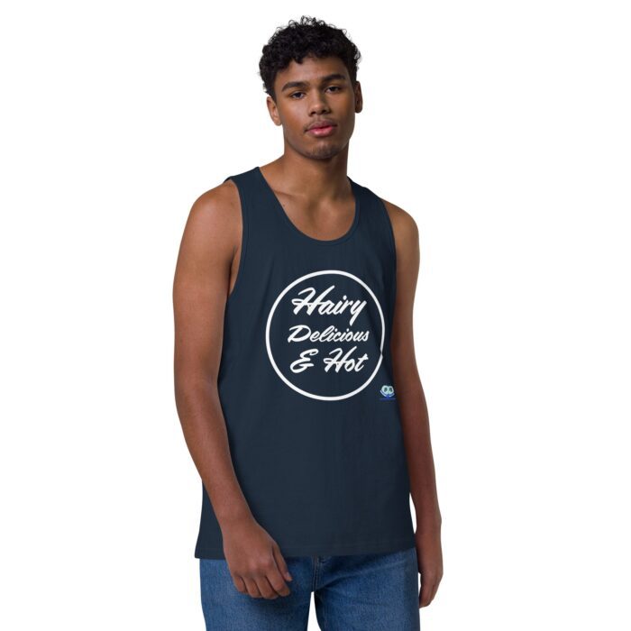 Men’s premium tank top - Hairy, Delicious, and Hot - Image 14