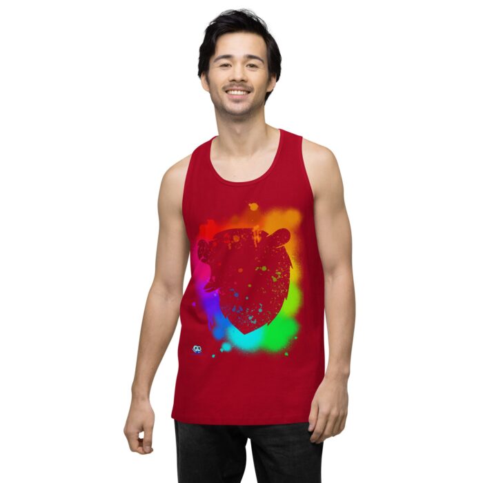 Men’s premium tank top - Bear Paint Rainbow - Image 12