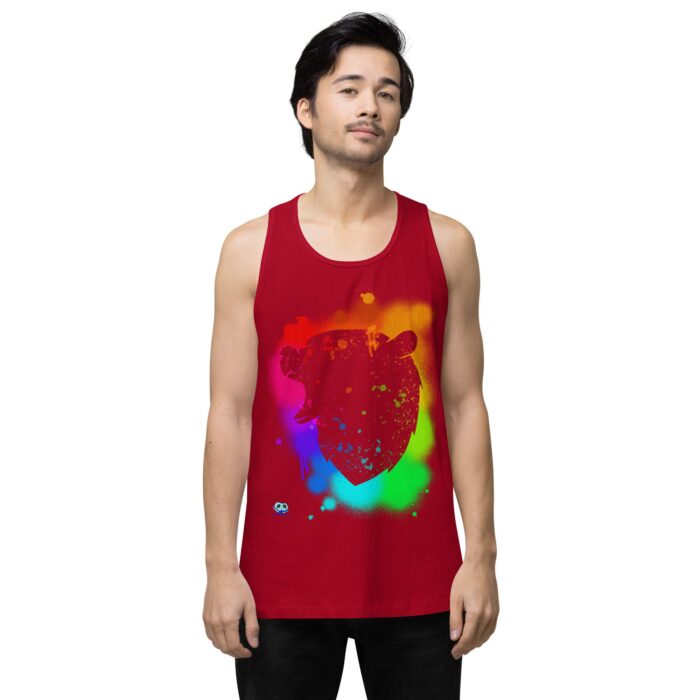 Men’s premium tank top - Bear Paint Rainbow - Image 11