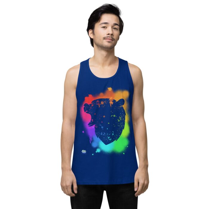 Men’s premium tank top - Bear Paint Rainbow - Image 7