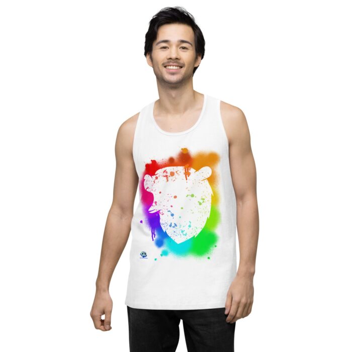 Men’s premium tank top - Bear Paint Rainbow - Image 62