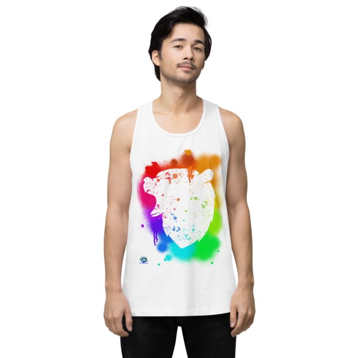 Men’s premium tank top - Bear Paint Rainbow - Image 61