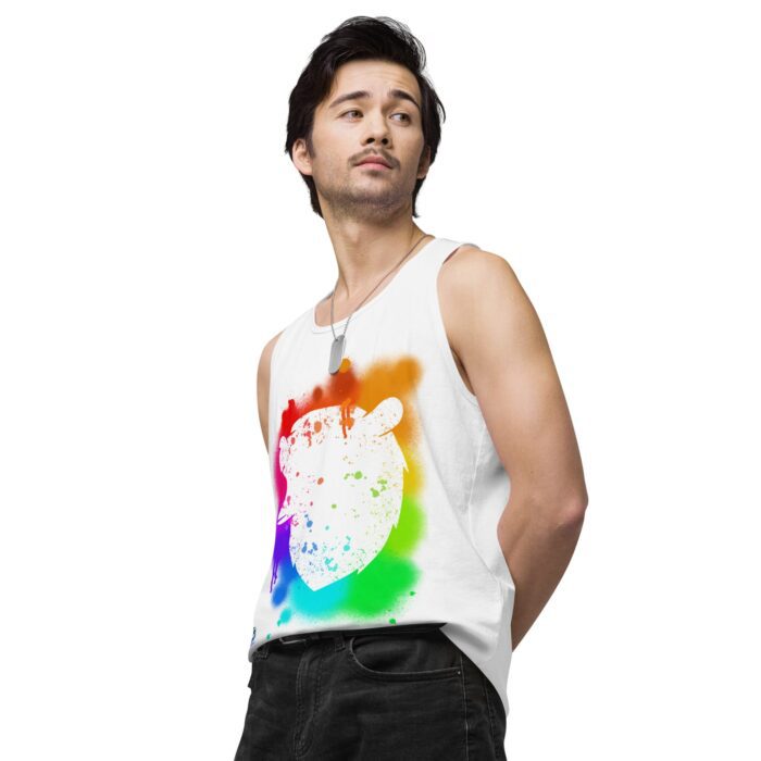 Men’s premium tank top - Bear Paint Rainbow - Image 64