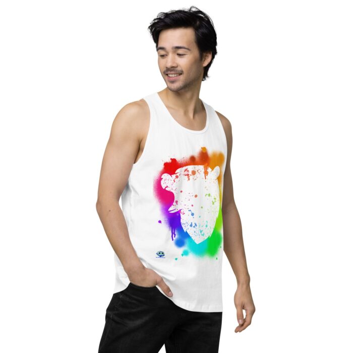 Men’s premium tank top - Bear Paint Rainbow - Image 63