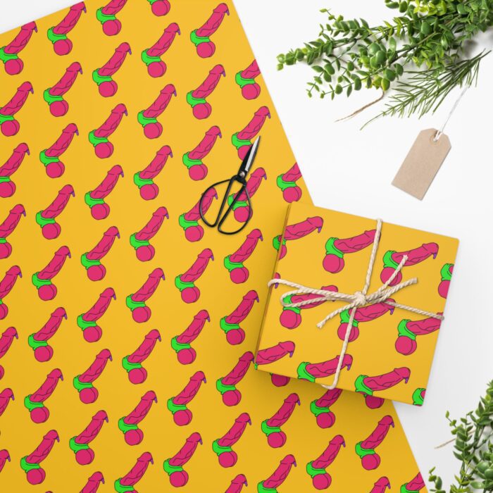 Wrapping Paper - Pop Art Cock and Ball Stretcher on yellow - Image 4
