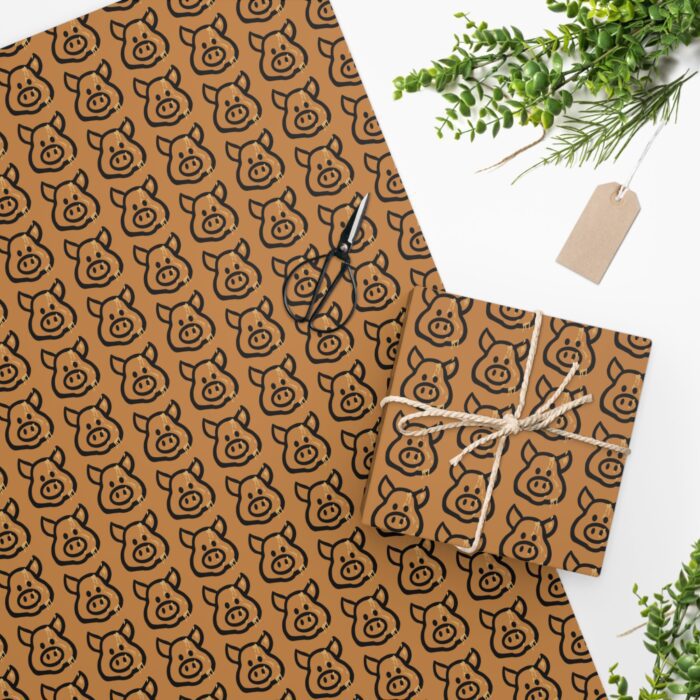 Wrapping Paper - Cum Pig on Light Brown - Image 2