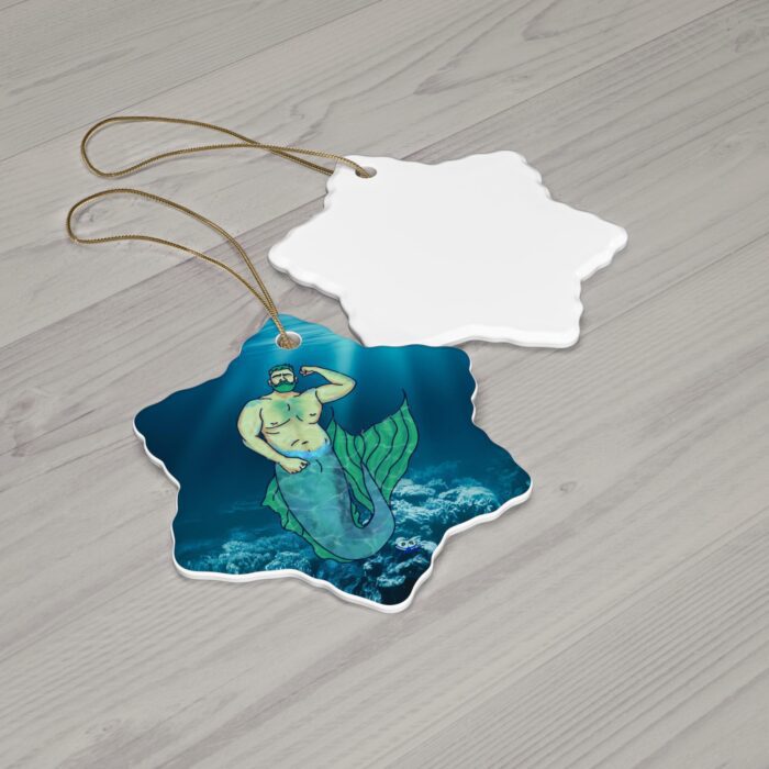 Ceramic Ornament - MerCub Green Merman - Image 5