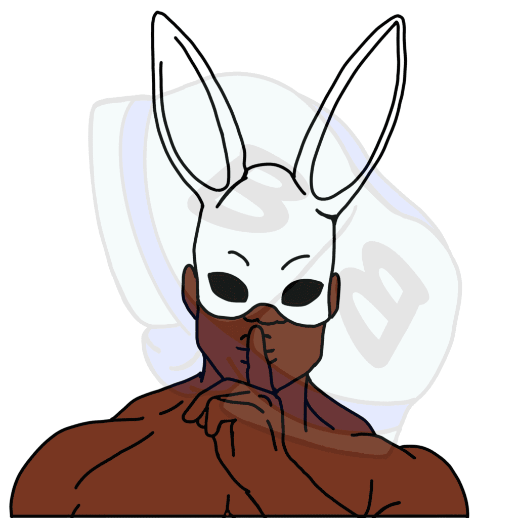 Describing subject of a drawing: This guy is sitting on a secret.....or maybe he has a secret for you to sit on.