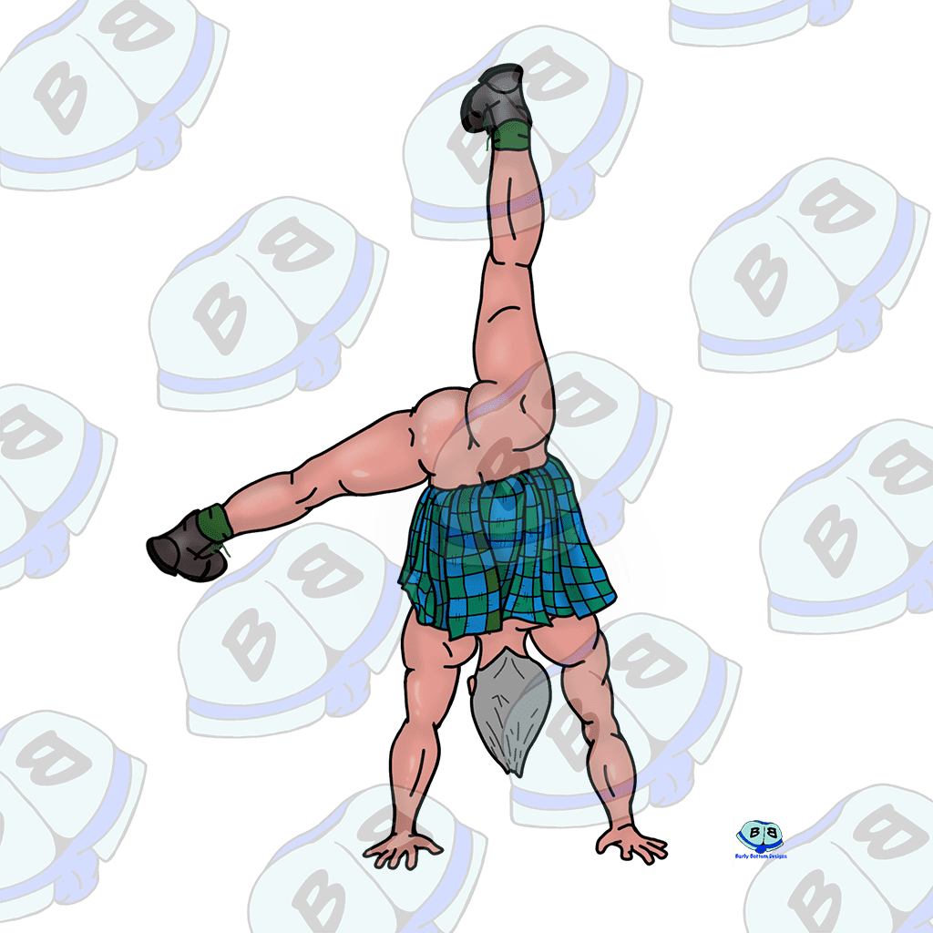 Describing subject of a drawing: It's only a kilt if it is worn "authentically" (nothing underneath)  otherwise