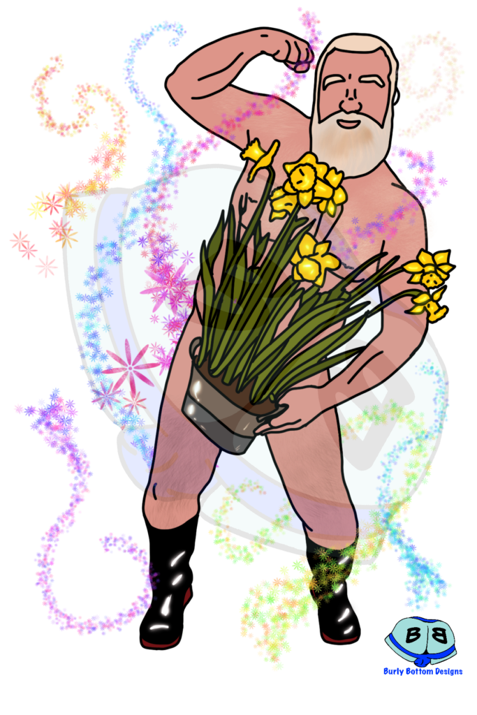 Describing subject of a drawing: This daddy loves to garden!  This was an entry into the first Get Bottom'd contest and honestly