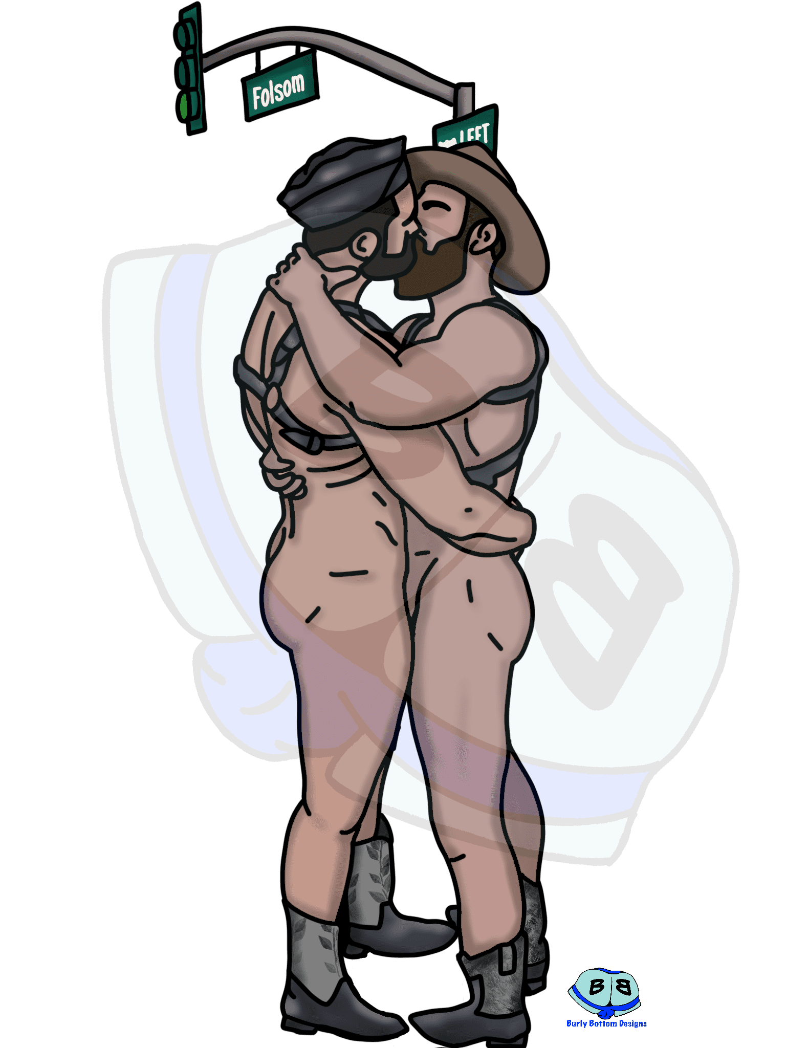 Describing subject of a drawing: Anything goes at Folsom.......you never know what you'll see...or taste....or get inserted.
