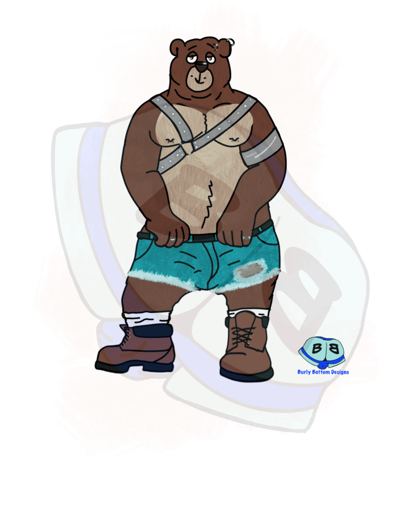 Describing subject of a drawing: This furry is ready for the campground!