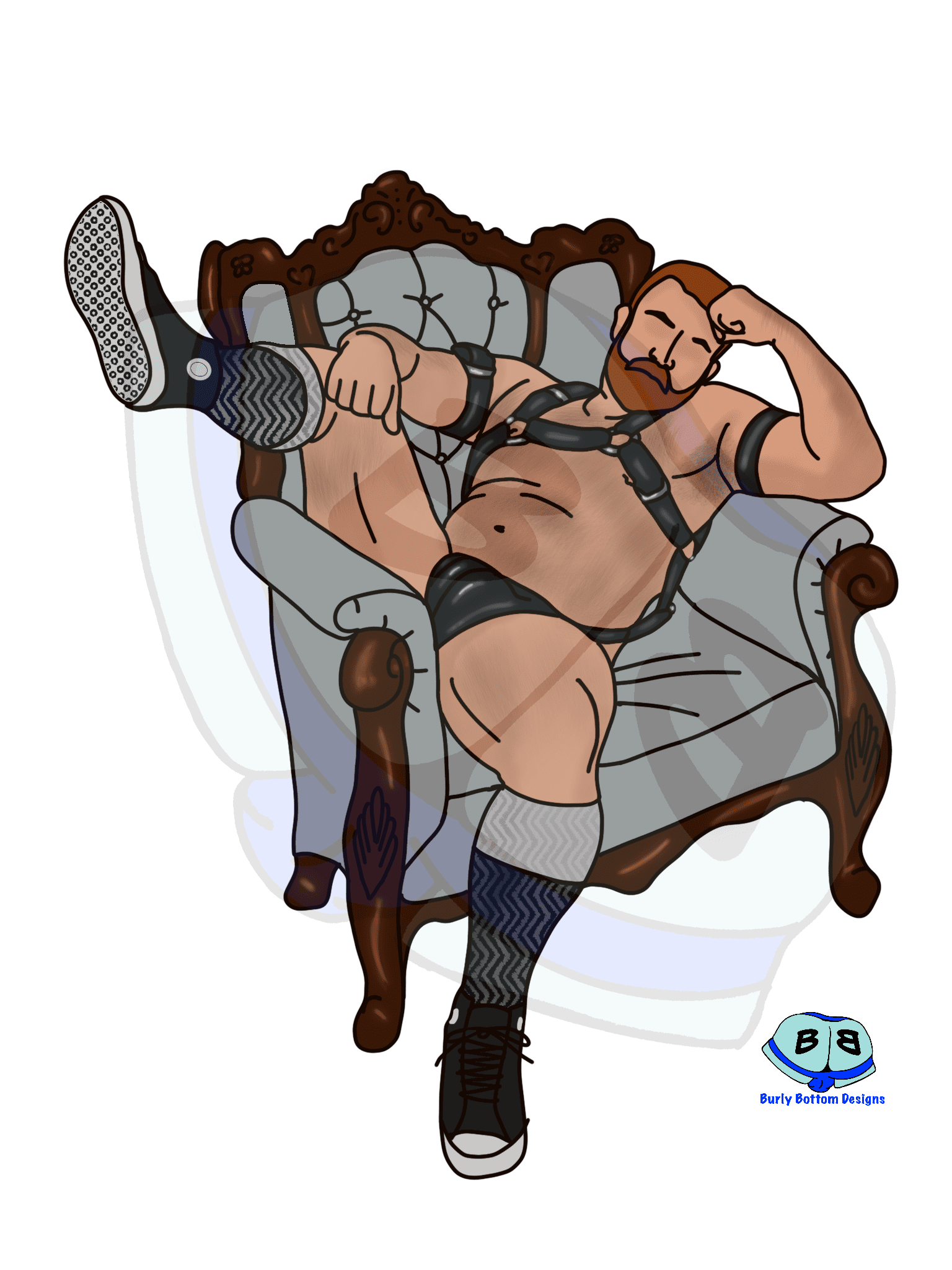 Describing subject of a drawing: This looks like a comfortable place to spend some time.  The chair isn't bad either.
