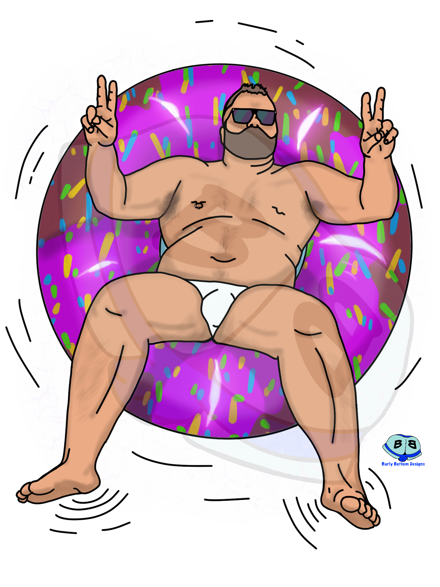 Peace Describing subject of a drawing: There is nothing quite as relaxing at floating along the river on in a pool in a big pink doughnut inner tube