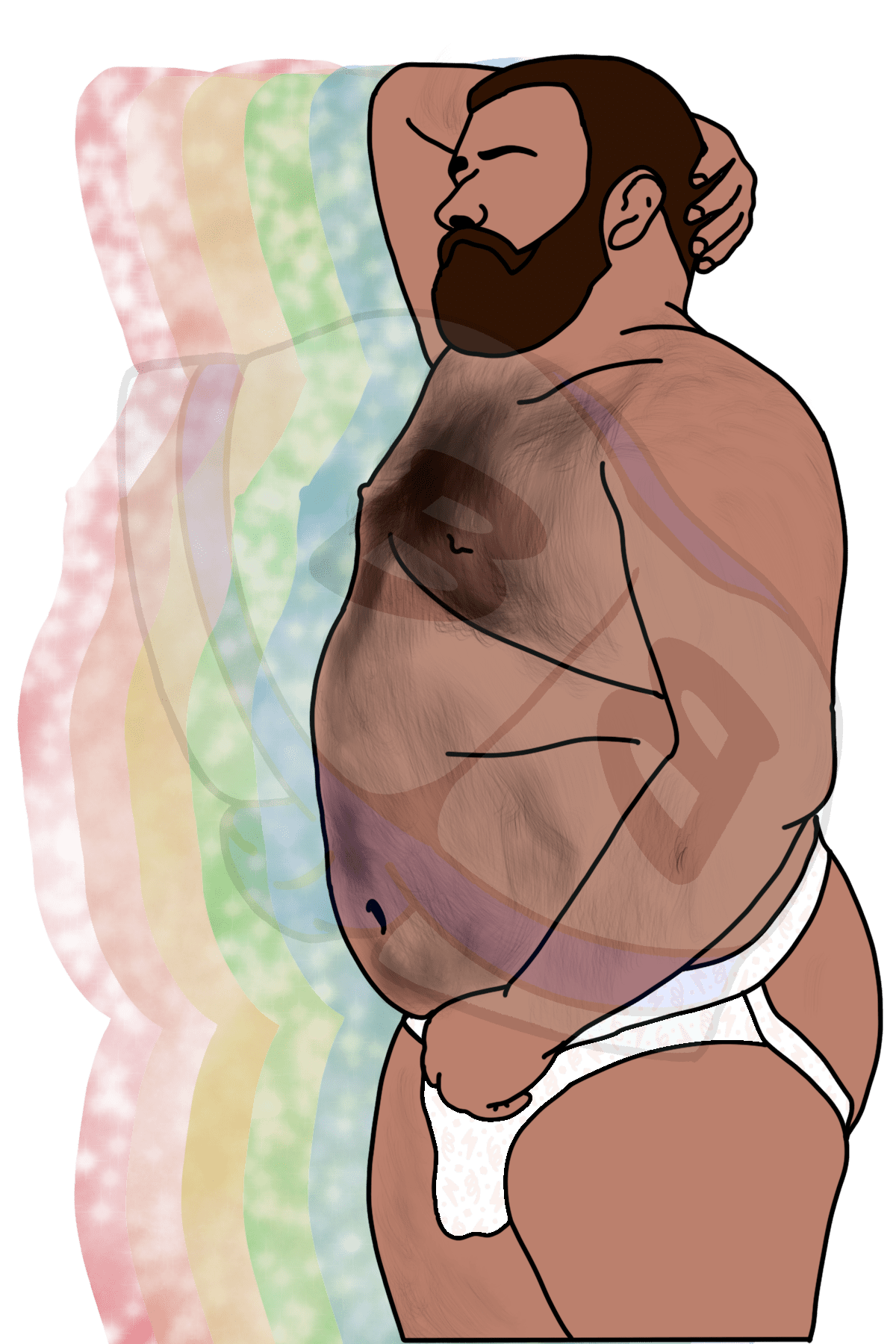 Radiant Describing subject of a drawing: A contestant in our Get Bottom'd annual contest