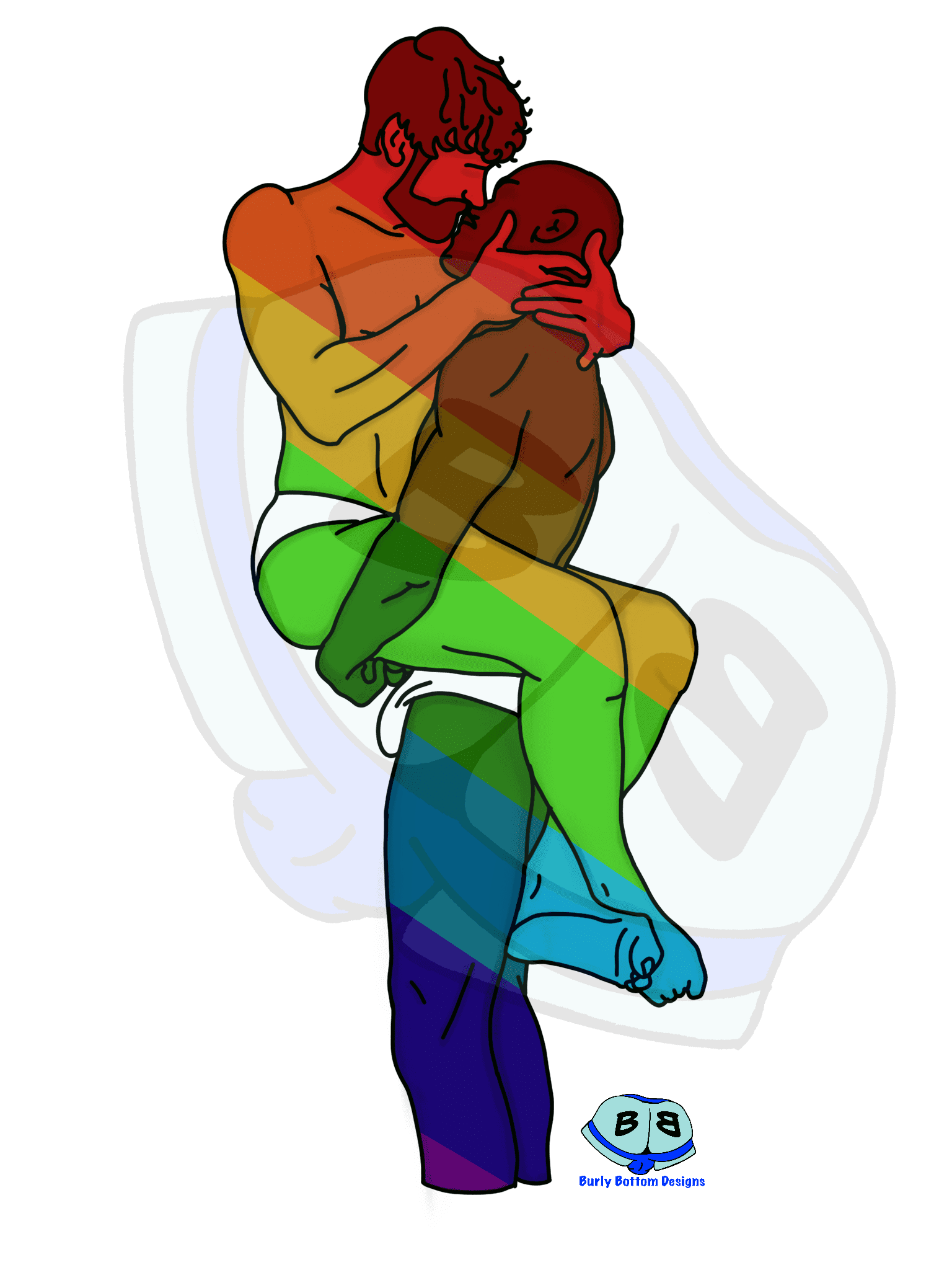 Describing subject of a drawing: Love is blind