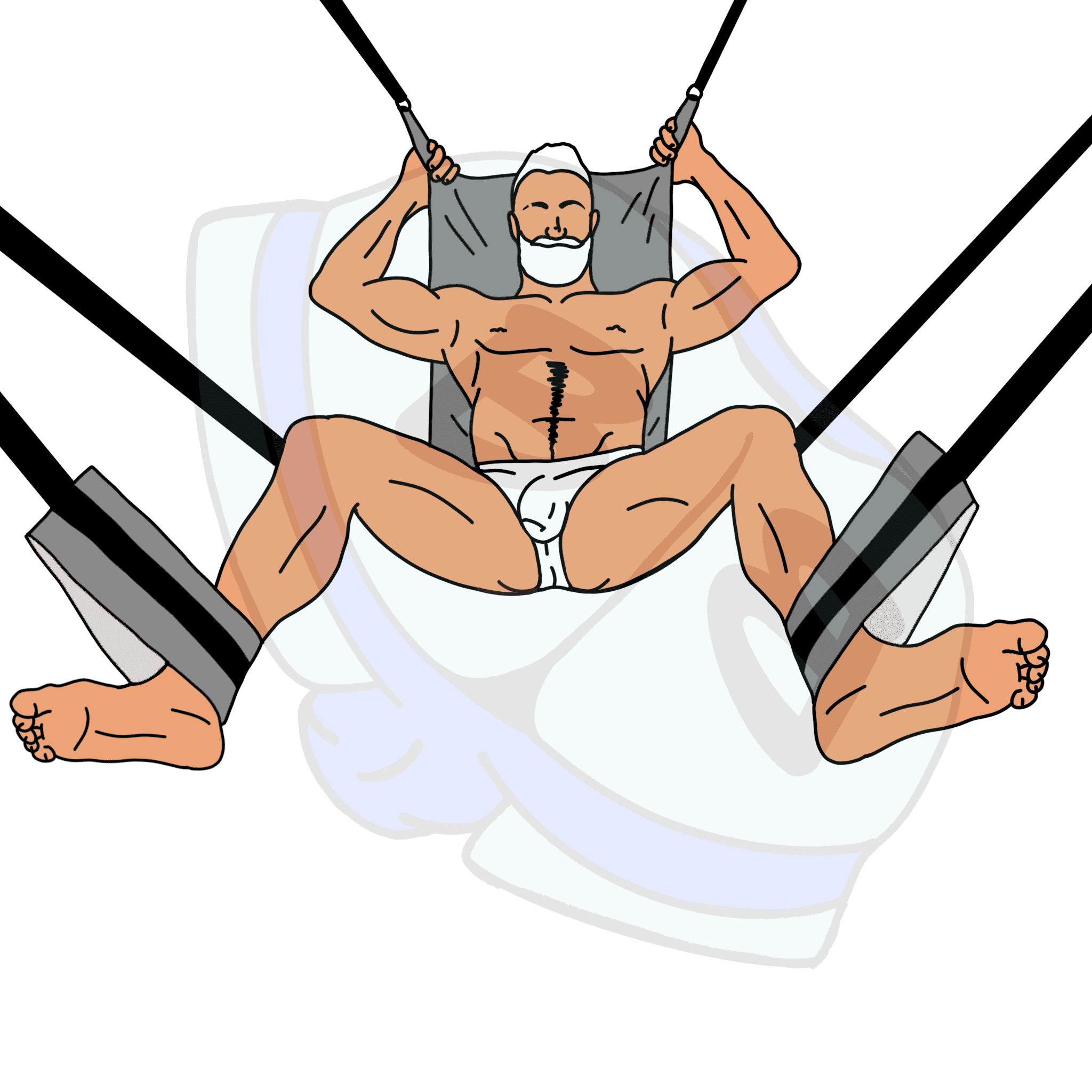 Sling Set Describing subject of a drawing: This is way more fun than that set at the public playground. Which is great