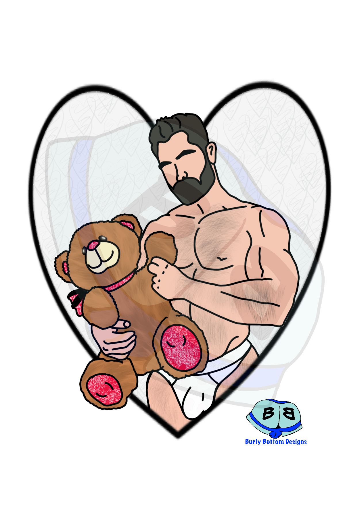 Valentine Bear Describing subject of a drawing: Snuggle up with your favorite valentine and if you don't have one