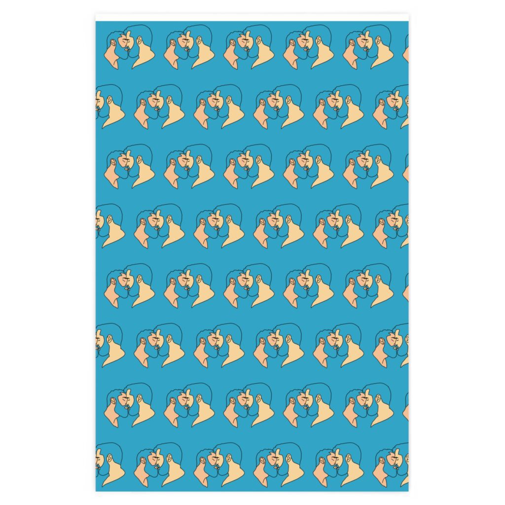 Wrapping Paper - Bearded Kiss on Light Blue